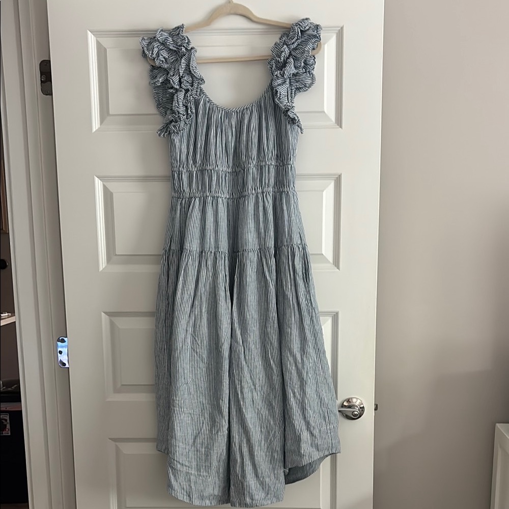 Blue Ruffled Sleeveless Dress - Picture 5 of 5